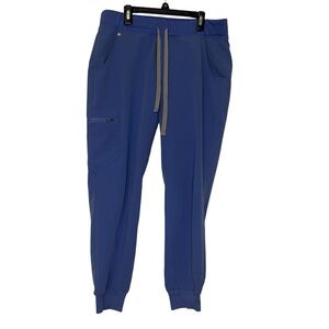 FIGS Women’s Zamora Jogger Scrub Pants Blue 2085 Sz M Yoga Waistband Slim Fit